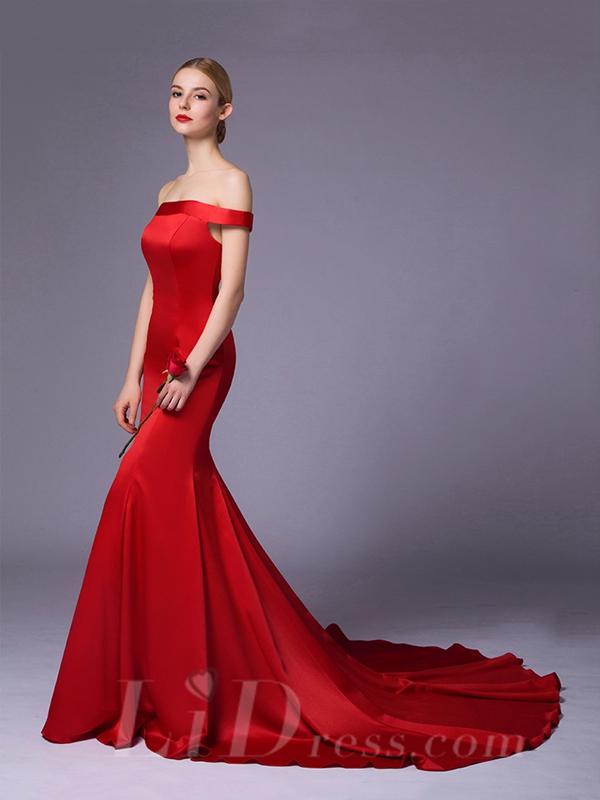 Свадьба - Off the Shoulder Red Long Evening Dress