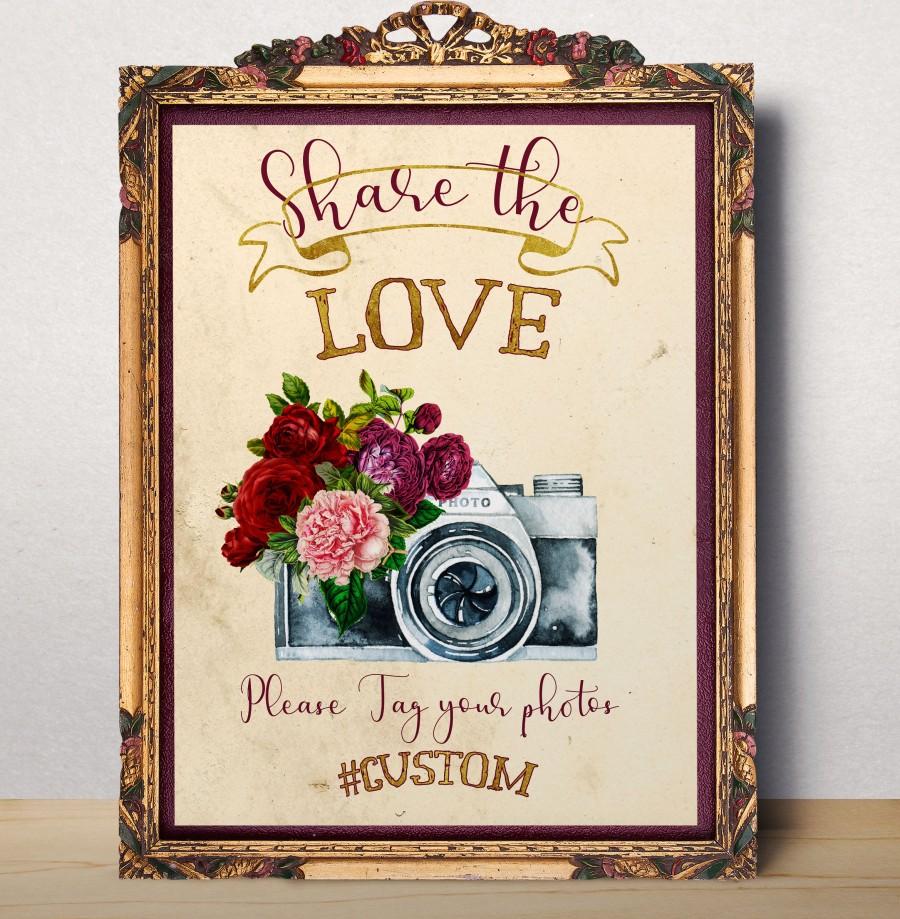 زفاف - Wedding Hashtag Sign Instagram Sign Share the love Printable Hashtag Sign Custom Wedding Instagram Horizontal Chalkboard Wedding signage