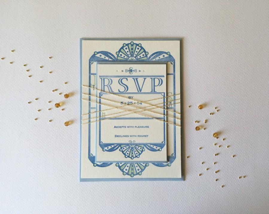 Свадьба - Letterpress Wedding Invitation Package - Art Deco