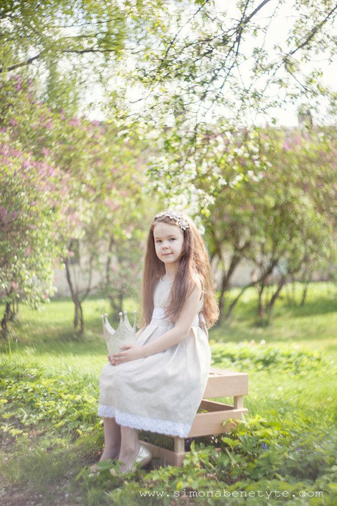 Wedding - Flower girl dress - Rustic flower girl dress - Linen girl dress - Toddler summer dress - Flower girl outfit - Baby girl  linen dress