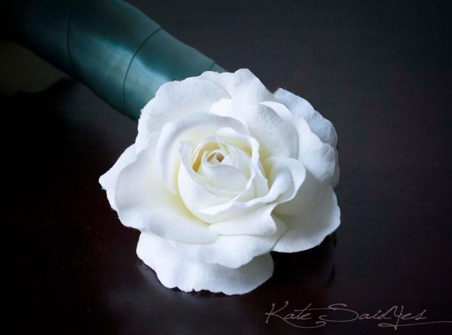 Свадьба - Rose Hair Pin - White Rose Silk Hair Pin