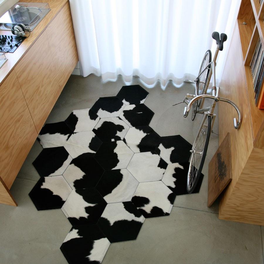 Mariage - Patchwork Cowhide Japanese Black/Gray Area Rug 