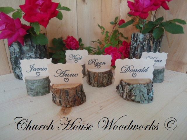 Hochzeit - 25 rustic place card holders, tree card holders, place holders, rustic wedding decor, wood place card holder, tree stump