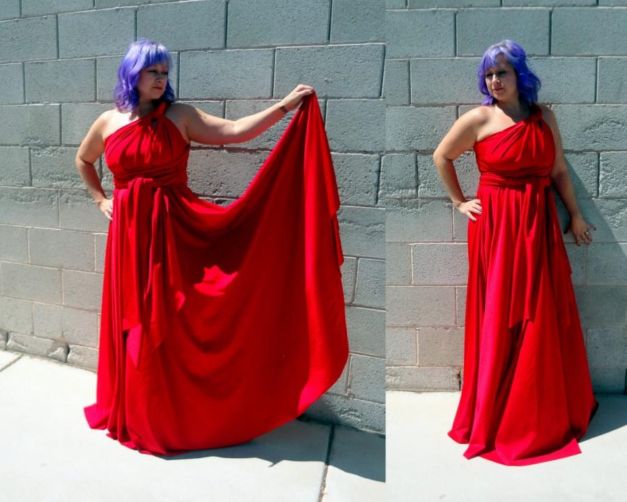 زفاف - Red Floor Length Gown - Full Skirted Infinity Convertible Wrap Dress...Available in 37 Colors