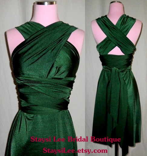Wedding - Infinity Convertible Dress Hunter Green...Bridesmaids, Date Night, Cocktail Party, Prom, Special Occasion, Beach, Vacation