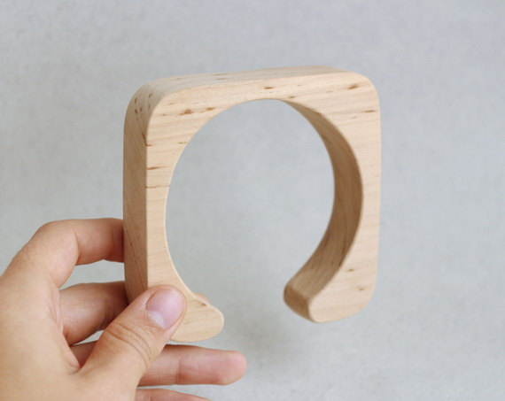 زفاف - 20 mm Wooden bracelet unfinished square with break - natural eco friendly fe20a