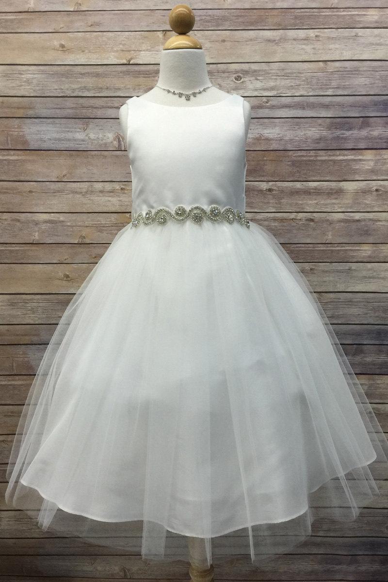 Hochzeit - Gorgeous Satin with Tulle Skirt Flower Girl Dress