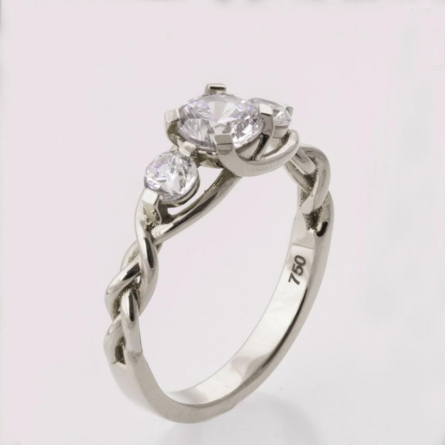 زفاف - Braided Platinum Engagement Ring No.7 - Platinum and Diamond engagement ring, engagement ring, celtic ring, stackable ring, three stone ring