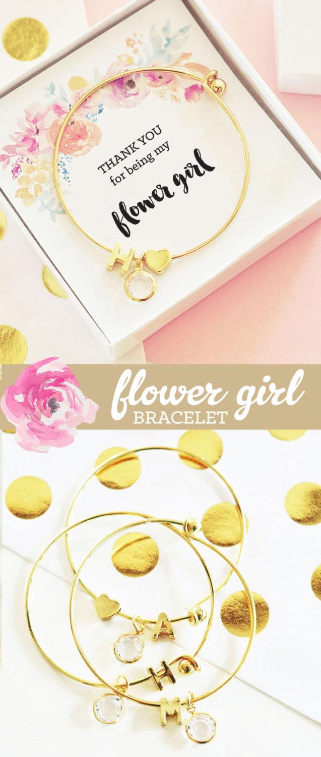 Wedding - Personalized Flower Girl Bracelet Flower Girl Gift Ideas Jewelry Flower Girl Gift Ideas Child Bracelet (EB3154) Little Girl Bracelet