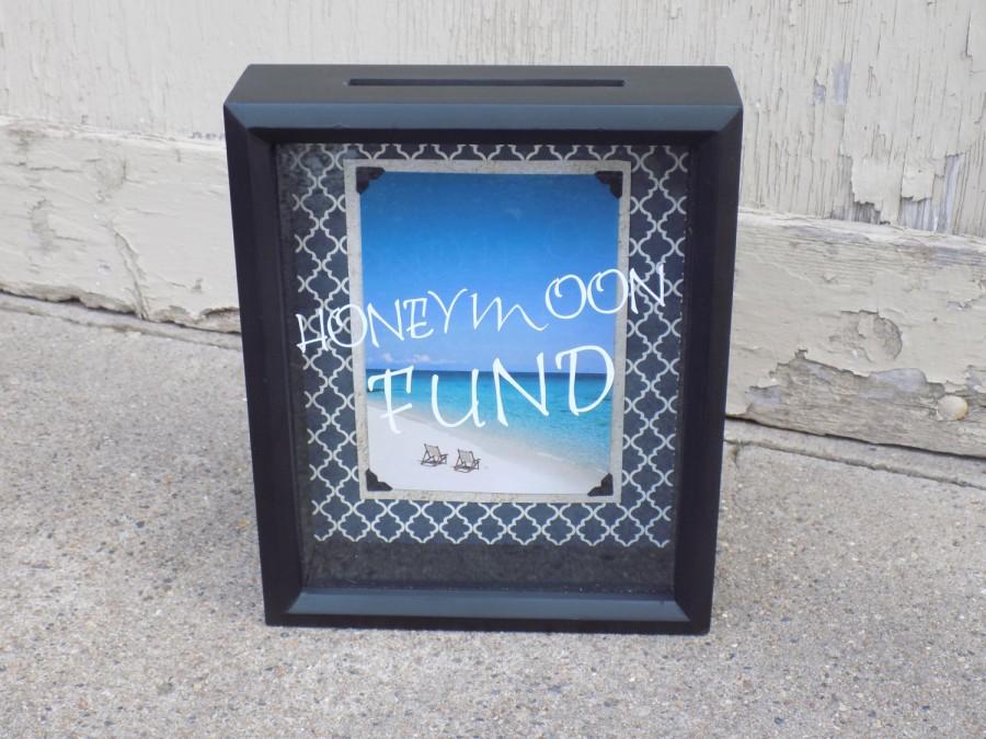 Hochzeit - Honeymoon Fund, Wedding Decoration, Dollar Dance Money Box, Shadow Box Art