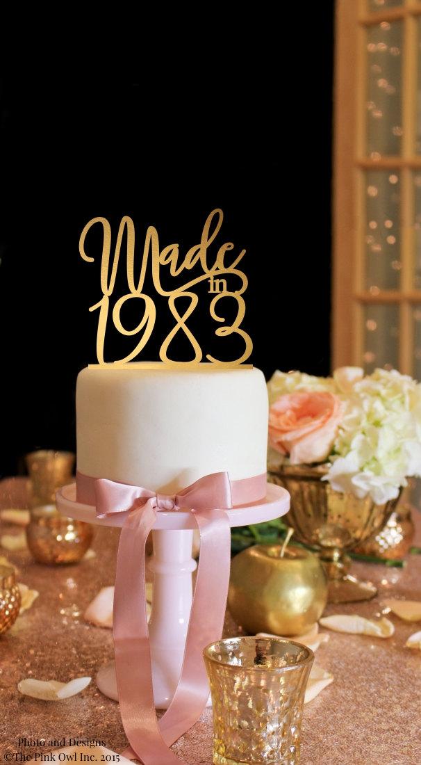 Hochzeit - Birthday Cake Topper - Made in Cake Topper - Rose Gold Cake Topper