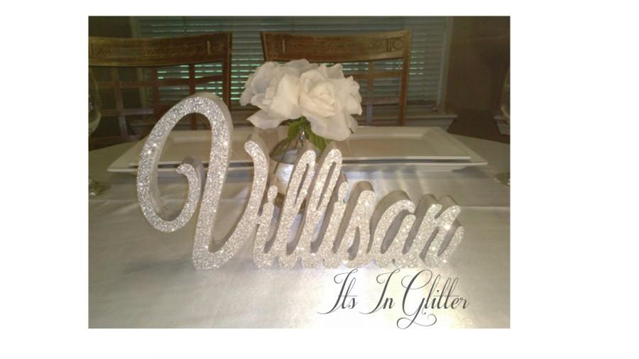 Mariage - Last Name Table sign / Glitter wedding decor