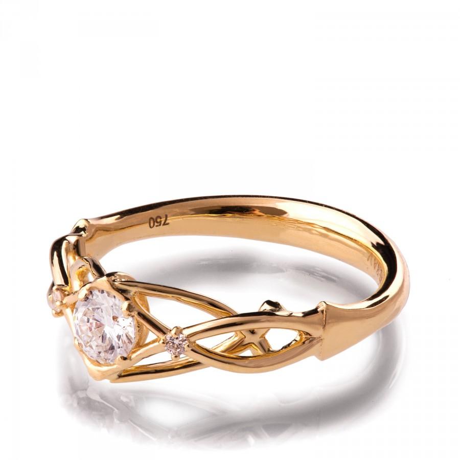 زفاف - Celtic Engagement Ring, 18K Gold and Diamond engagement ring, Unique diamond ring, unique engagement ring, Knot ring, solitaire ring, 9