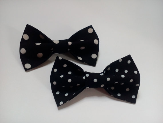 Mariage - mens black bow ties two polka dot bowties for men wedding ties groom neckties gift for husband men's gift regalo para el marido cadeau ЖЧ12