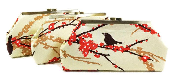 Mariage - Bridesmaids Clutches Choose Your Fabric Orange Set of 5