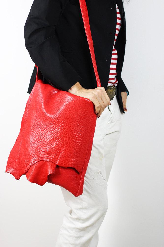 Свадьба - Red Crossbody Bag Soft Sheepskin Leather/Red Leather Bag Raw Edge Flap and Adjustable Strap/Soft Leather Red Shoulder Bag – RedPepEL13