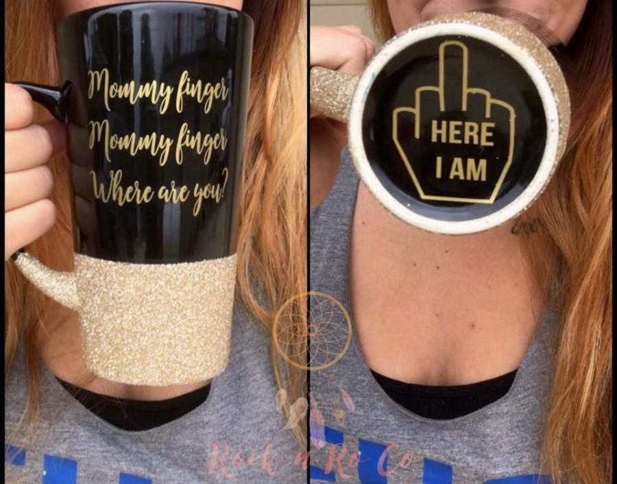 Hochzeit - PRE-ORDER Mommy Finger Where Are You Funny Adult Parenting Mug Nursery Rhyme Mom Humor Finger Family Flipping Off Toddler Mom