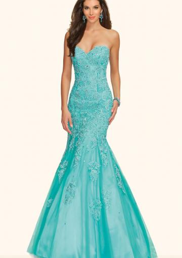Hochzeit - Appliques Blue Sleeveless Floor Length Mermaid Lace Up Satin Chiffon Sweetheart Ruched