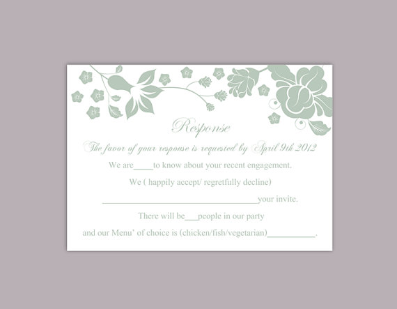 Свадьба - DIY Wedding RSVP Template Editable Word File Instant Download Rsvp Template Printable RSVP Cards Floral Green Rsvp Card Elegant Rsvp Card