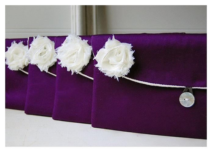 زفاف - purple satin clutch, bridesmaid gift clutch, satin purse set 4, purple satin clutch, purple favor bag, gift bag, purple purse, cosmetic bag