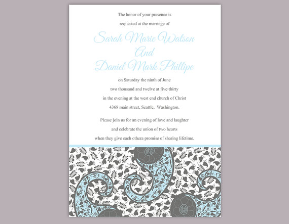Mariage - DIY Bollywood Wedding Invitation Template Editable Word File Instant Download Blue Wedding Invitation Indian invitation Bollywood party