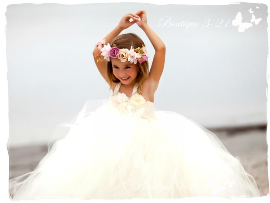 Hochzeit - Ivory Flower Girl Dress, Ivory tutu dress, Flower Girl Tutu Dress, Wedding tutu dress, Ivory and pearls flower girl tutu dress, flower girl