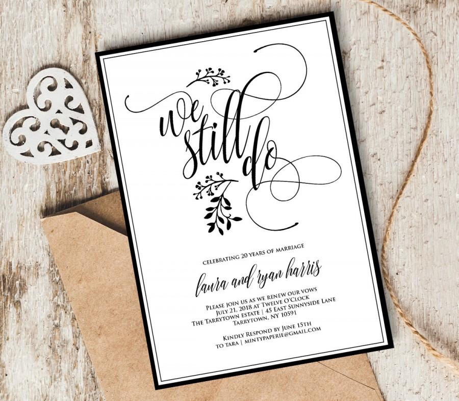 زفاف - Vow Renewal Invitation Template, We Still Do, Instant Download, Wedding Anniversary, Renew Vows, Editable Text, PDF Template, DIY Kraft