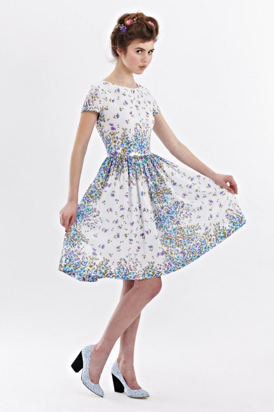 زفاف - 1950s floral dress Tea party dress women 50s Retro dress Prom dress 50s vintage inspired dress Blue 50s dress Dress 50s style Handmade Dress