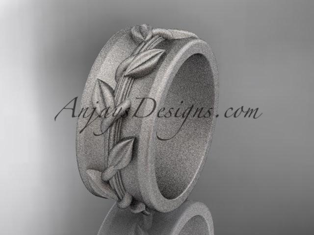 Hochzeit - 14kt white gold engagement ring, matte finish wedding band ADLR417G