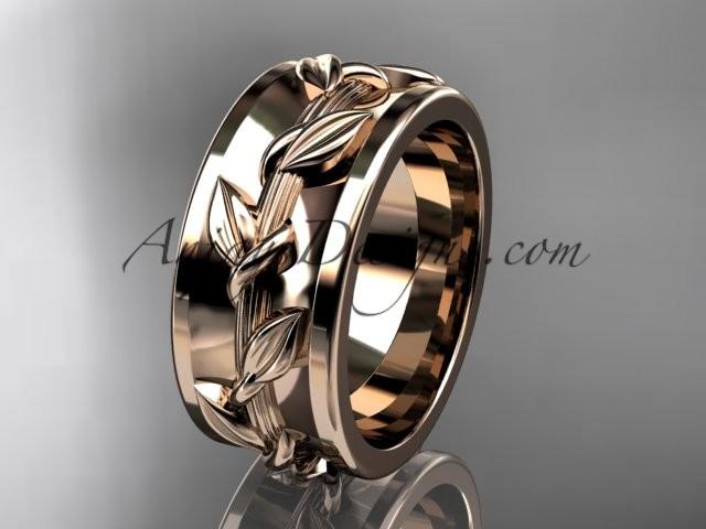 زفاف - Spring Collection, Unique Diamond Engagement Rings,Engagement Sets,Birthstone Rings - 14kt rose gold diamond leaf and vine wedding ring, engagement ring wedding band