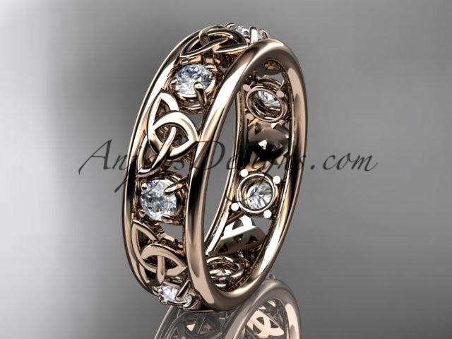 زفاف - Spring Collection, Unique Diamond Engagement Rings,Engagement Sets,Birthstone Rings - 14kt rose gold celtic trinity knot engagement ring wedding band