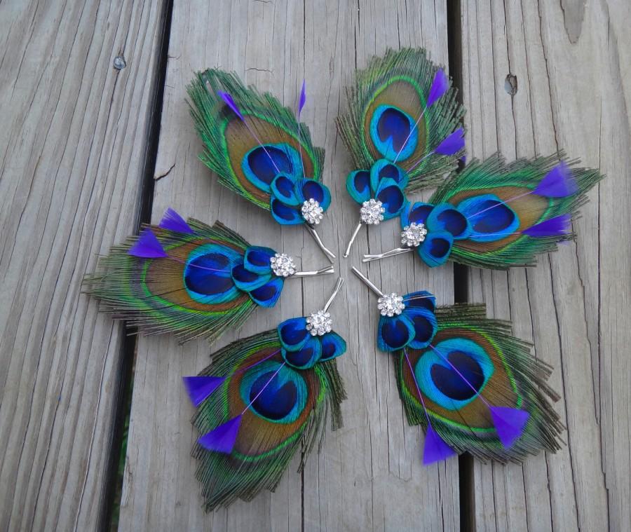Свадьба - bridesmaids peacock bobby pin, Customize to match your wedding colors