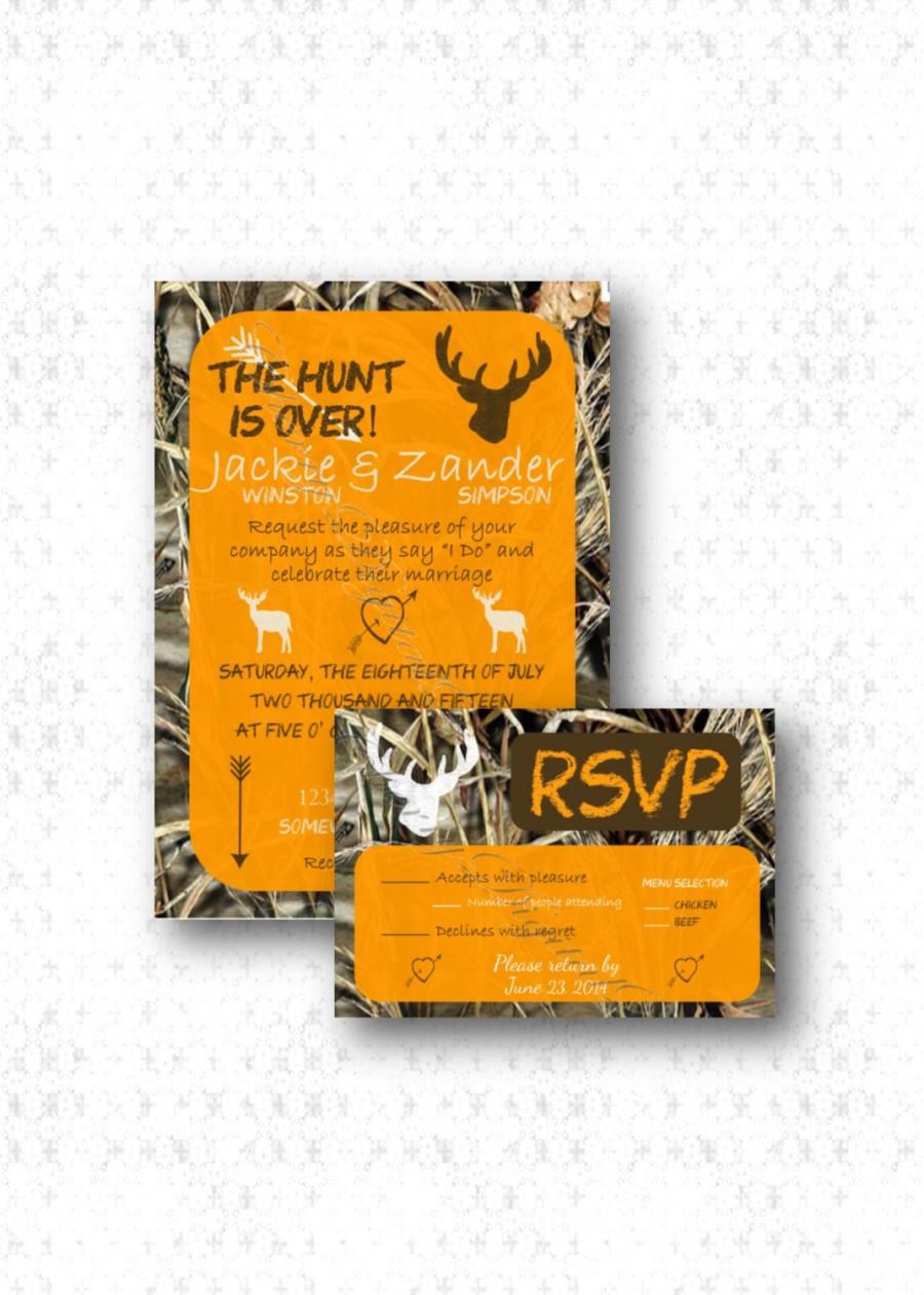 زفاف - The Hunt is over Printable or Printed Camo Wedding Invitation Set. Woodland Camo Wedding Invitations. Casual Wedding Hunting Wedding