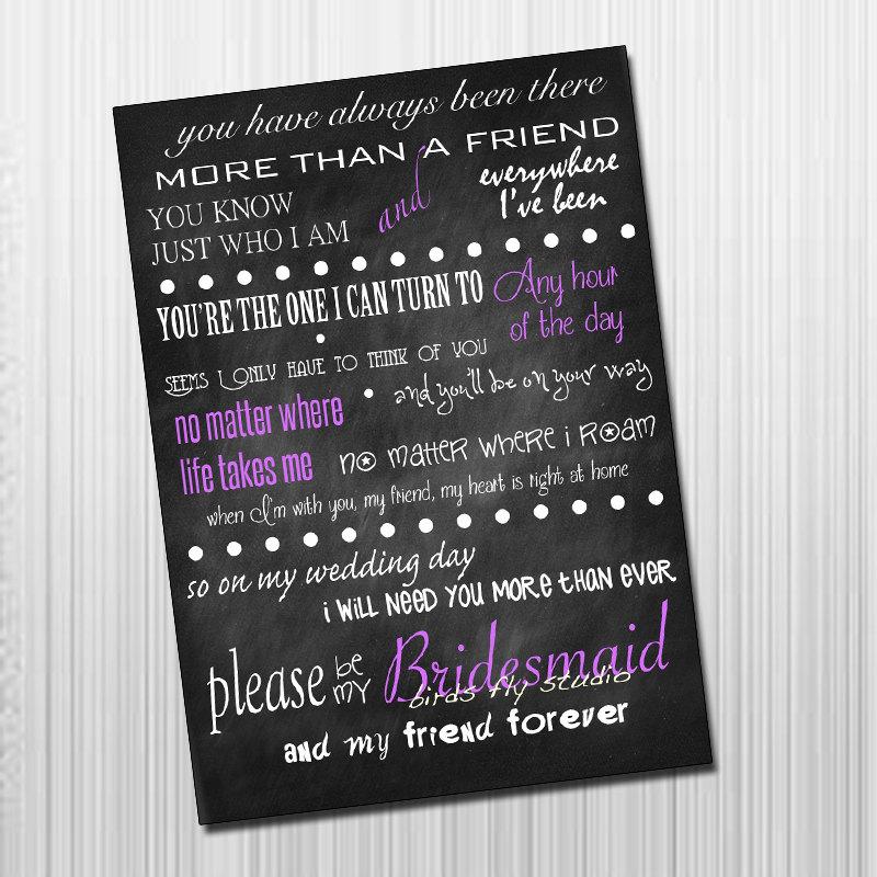 Wedding - DIY Printable Card DIY Printable Will You Be My Bridesmaid Card - Bridesmaid Invitation - Bridesmaid Poem