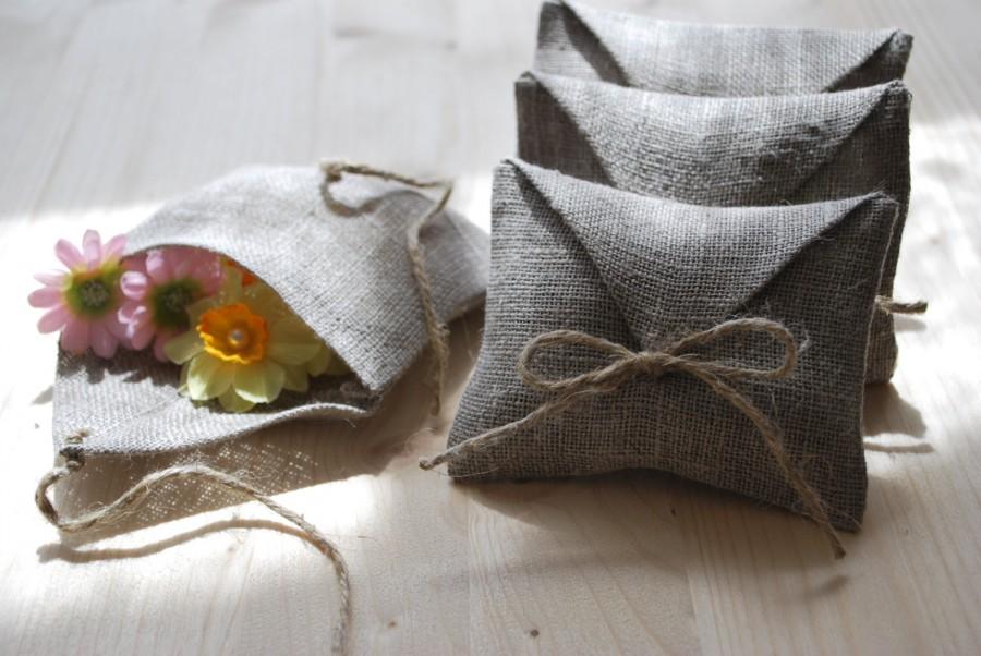 Wedding - Linen favor / gift  envelope style bags.  Set of 100. Size : 4 1/5 inch x  3 1/2 inch