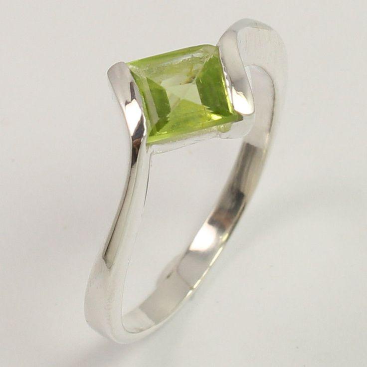 Wedding - 925 Sterling Silver Stylish Ring Size US 9 Natural PERIDOT August Birth Gemstone