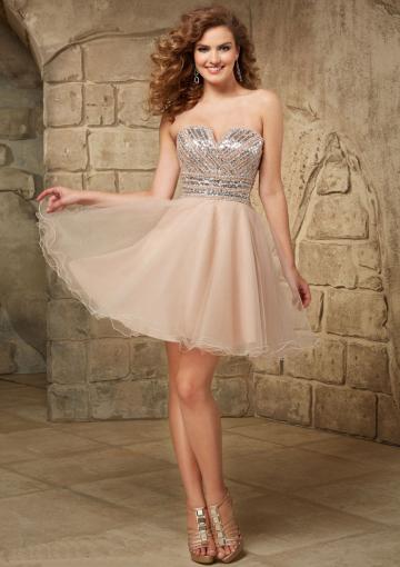 Wedding - Short Length A-line Strapless Ruched Crystals Zipper Sleeveless Tulle