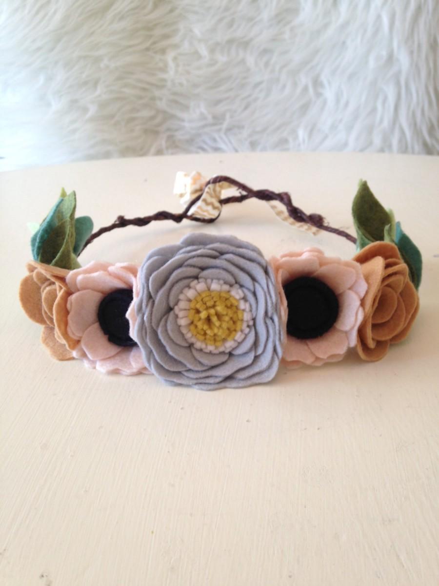 زفاف - WOODLAND CROWN // Felt Flower Crown // Fairy Crown // Anemones + Roses // Gray + Nude