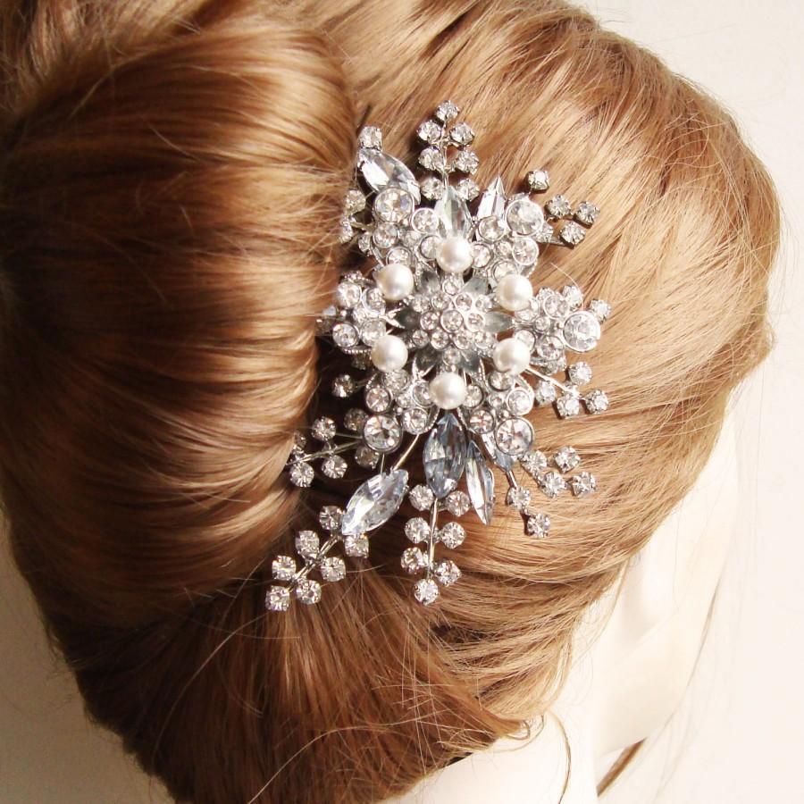زفاف - Rhinestone Hair Comb, Bridal Hair Comb, French Twist Comb, Wedding Hair Accessories, Tiara Bridal Comb, STARGAZER II