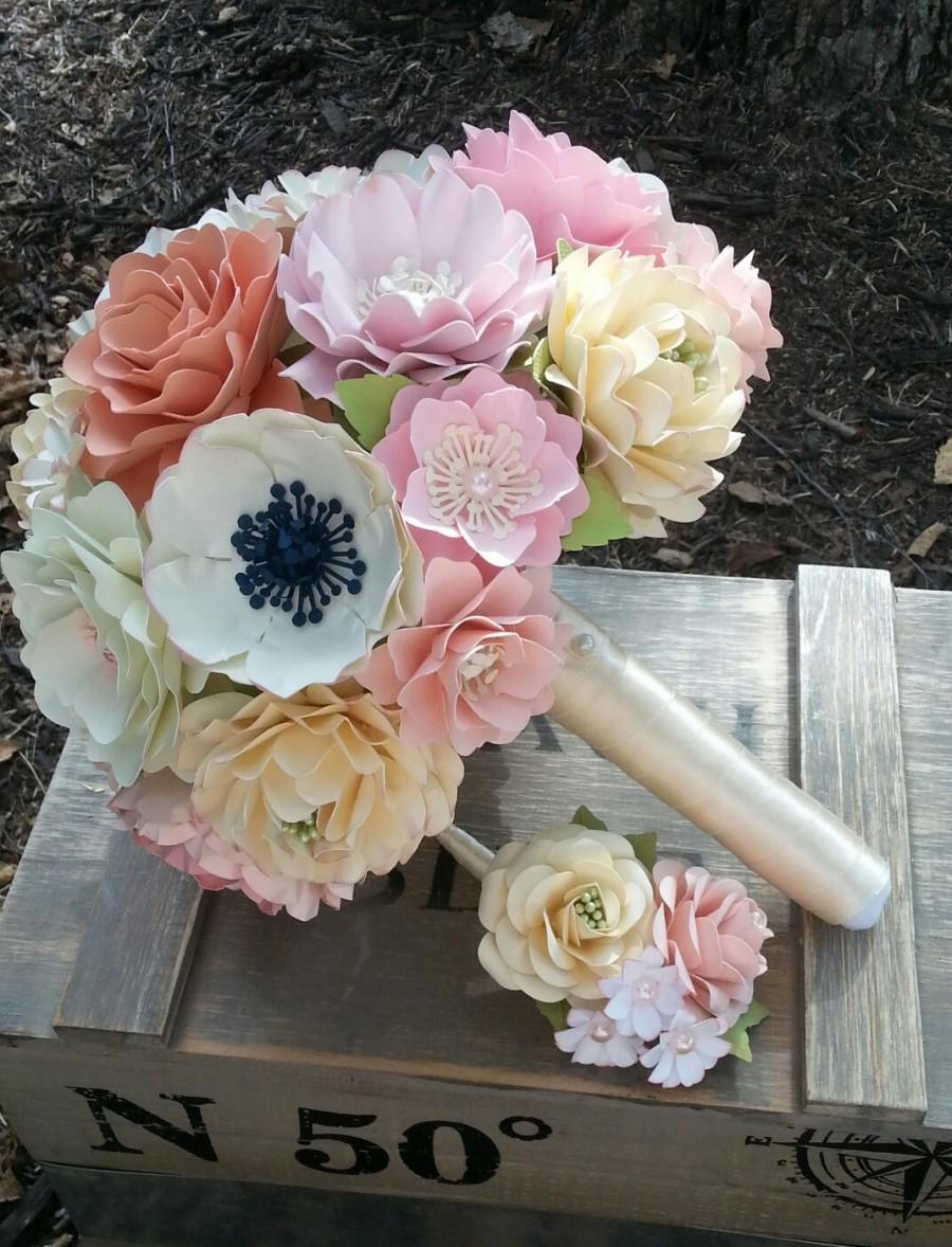 Wedding - Paper Bouquet - Paper Flower Bouquet - Wedding Bouquet - Country Chic - Custom Made - Any Color