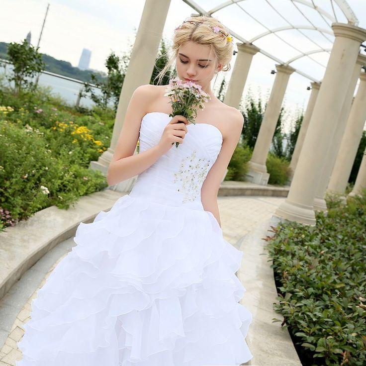 Hochzeit - A-line Ruffles Beading Sweetheart Organza Wedding Dress