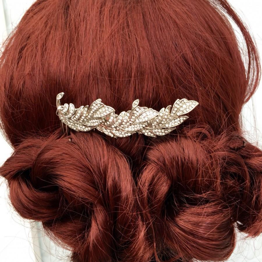 Hochzeit - Art Deco leaf style -  Wedding hair comb , Bridal Hair Accessories , Art deco wedding headpiece -  Gatsby headpiece - bridal hair comb