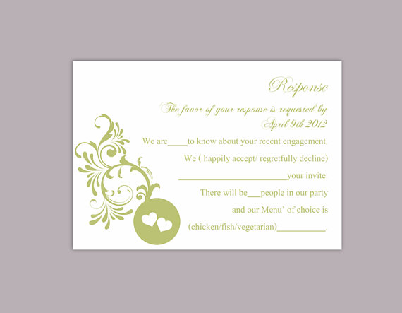 Mariage - DIY Wedding RSVP Template Editable Word File Instant Download Rsvp Template Printable RSVP Cards Green Rsvp Card Elegant Rsvp Card