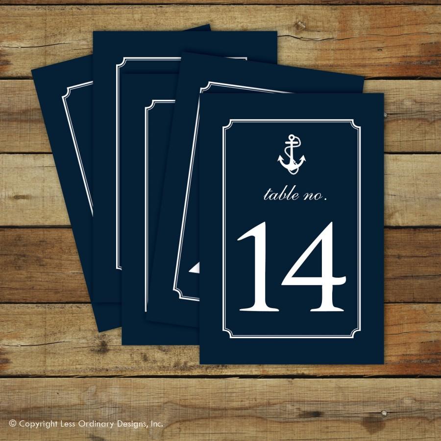Wedding - Nautical table numbers - nautical wedding table numbers - navy anchor table numbers - instant download