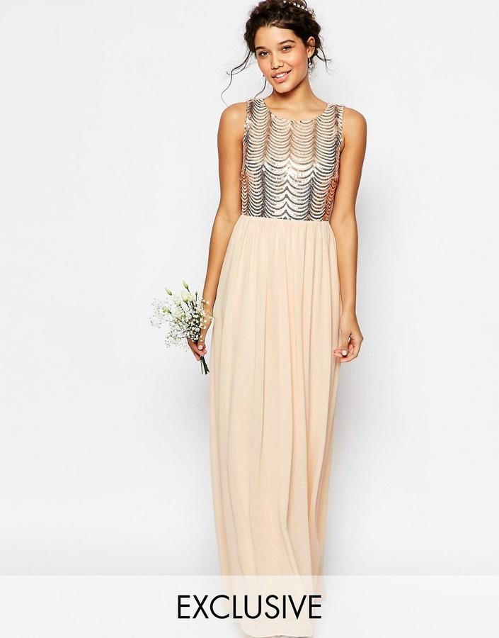 Hochzeit - TFNC WEDDING Sequin Maxi Dress with Open Back