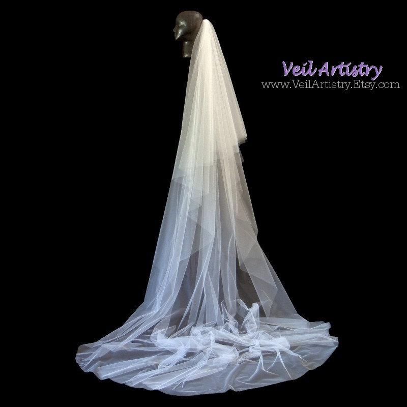Свадьба - Long Wedding Veil, Radiance Veil, Royal Cathedral Veil, 2 Tier Wedding Veil, Cut Edge Veil, Made-to-Order Veil, Handmade Veil
