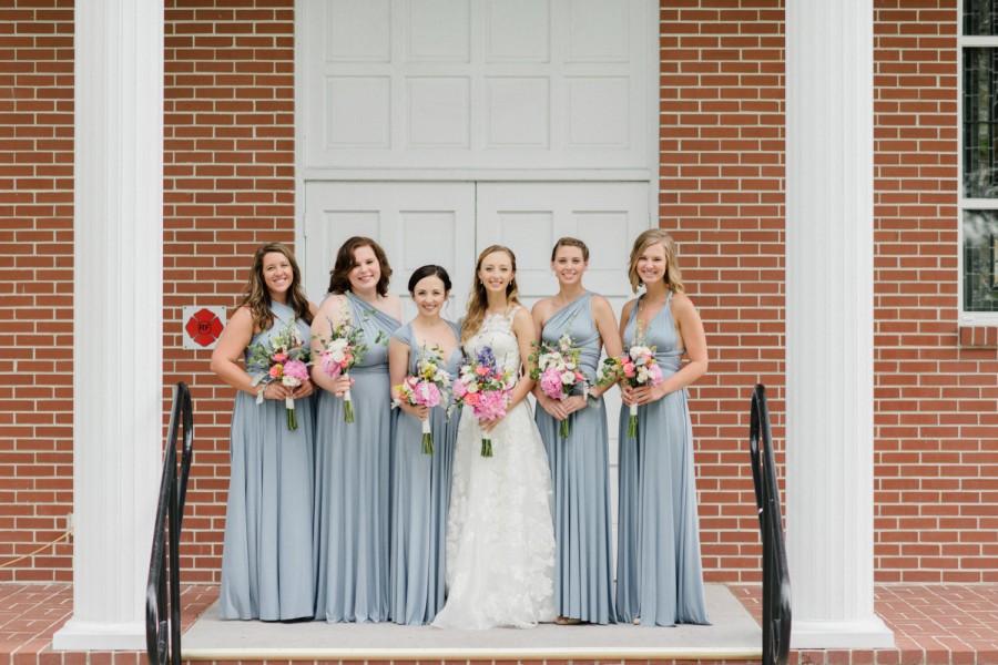 Hochzeit - Pelican Dusty Blue Long Octopus Infinity Convertible Wrap Gown Dress~ Bridesmaids, weddings, All sizes