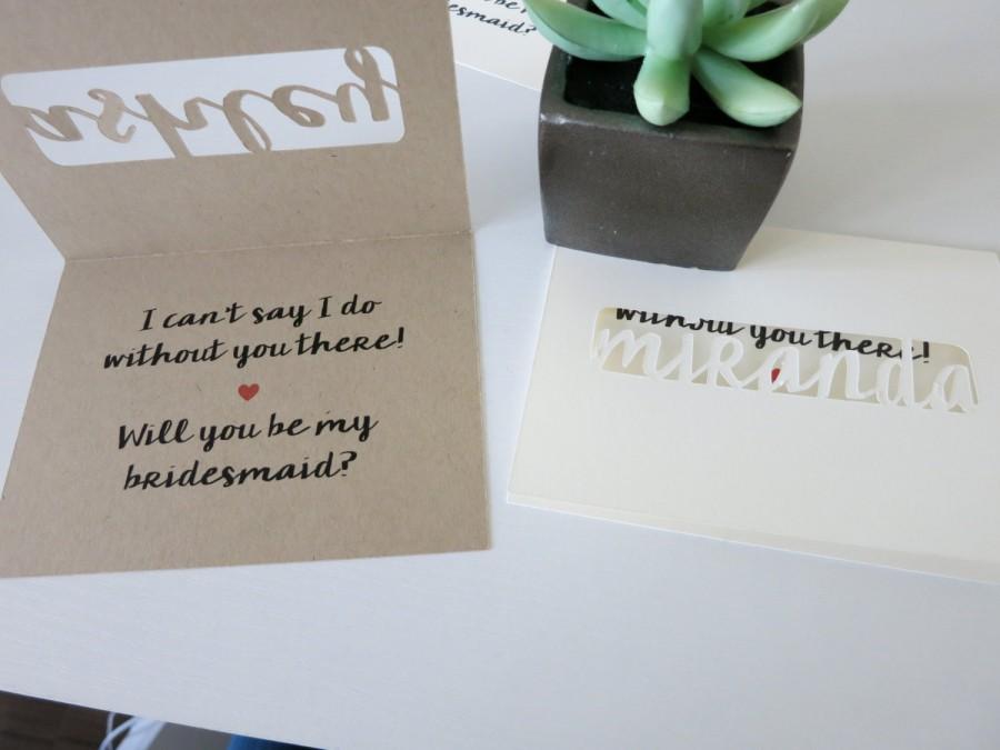 Wedding - Personalized Will You Be My Bridesmaid Card, Bridesmaid Card, Maid of Honor Card, Wedding Card - Customized Name