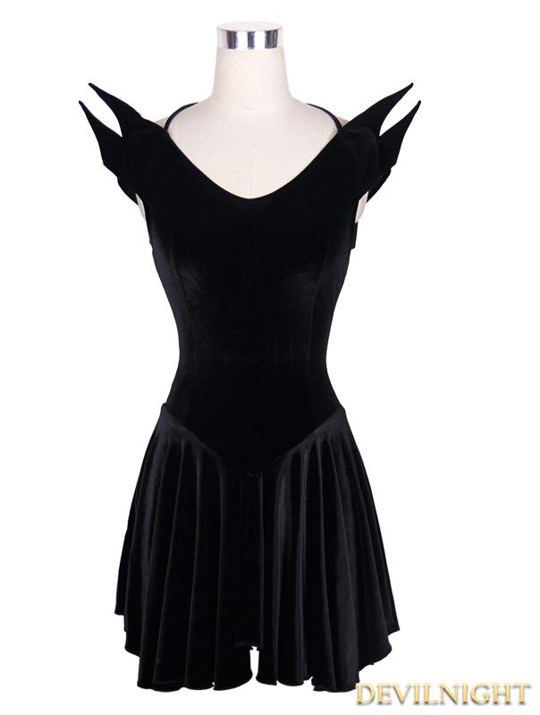 Mariage - Black Gothic Halloween Style Short Dress
