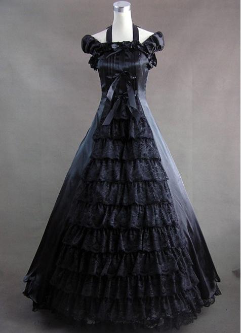 زفاف - Classic Black Gothic Victorian Dress